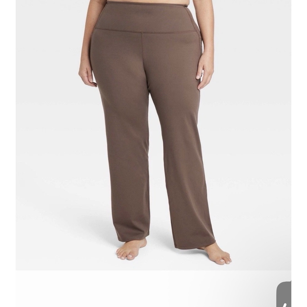 Brushed Sculpt Curvy Straight‑Leg Pants 31.5" Inseam – All in Motion Espresso 1X